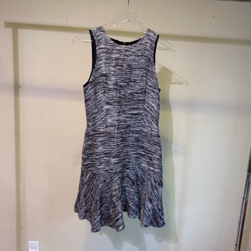 Armani Exchange Black & White Sleeveless Knit Flared-Hem Mini Dress